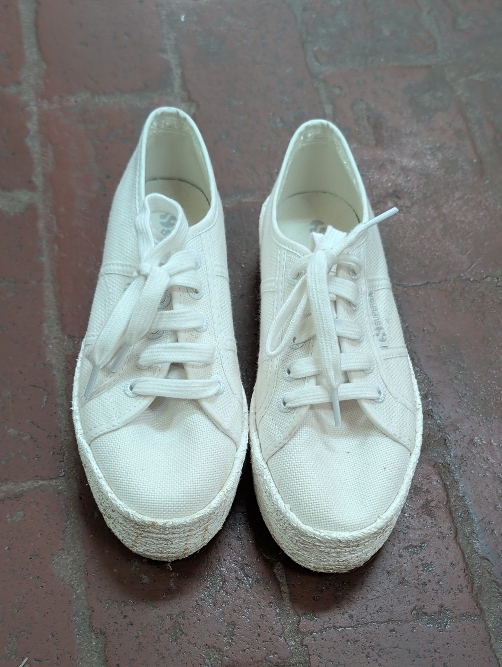 Superga White Canvas Platform Sneakers S1-004